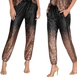 Johnny Was Woman's Jogger Pants Metallic Black And Brown Sequin NWT Sz S & L